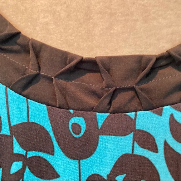 Teal Floral Flowy Knee Length Turquoise Brown by Apt 9 Dress Womens Petite Large - Picture 12 of 16